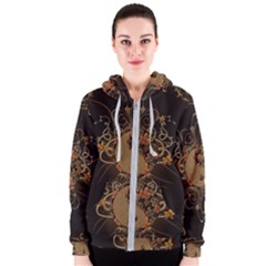 The Sign Ying And Yang With Floral Elements Women s Zipper Hoodie by FantasyWorld7