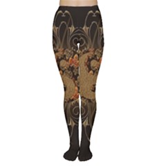 The Sign Ying And Yang With Floral Elements Women s Tights by FantasyWorld7