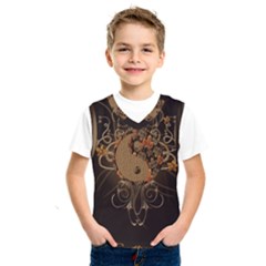 The Sign Ying And Yang With Floral Elements Kids  Sportswear by FantasyWorld7