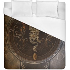 Golden Chinese Dragon On Vintage Background Duvet Cover (king Size) by FantasyWorld7