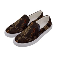 Golden Chinese Dragon On Vintage Background Women s Canvas Slip Ons by FantasyWorld7