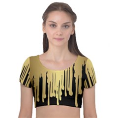 Drip Cold Velvet Short Sleeve Crop Top 