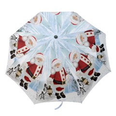 Santa Claus With Funny Penguin Folding Umbrellas