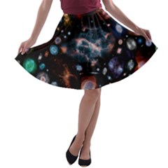 Galaxy Nebula A-line Skater Skirt by Celenk