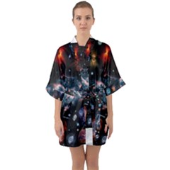 Galaxy Nebula Quarter Sleeve Kimono Robe by Celenk