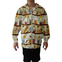 Autumn Owls Pattern Hooded Wind Breaker (kids) by Celenk