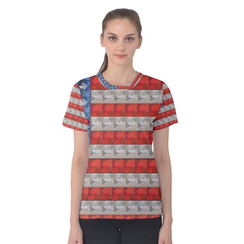 Geometricus Usa Flag Women s Cotton Tee by Celenk