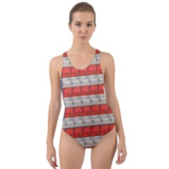 Geometricus Usa Flag Cut-out Back One Piece Swimsuit by Celenk