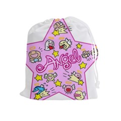 Pink Angel Star Drawstring Pouches (extra Large) by Celenk