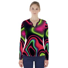 Vibrant Fantasy 1b V-Neck Long Sleeve Top