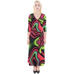 Vibrant Fantasy 1b Quarter Sleeve Wrap Maxi Dress