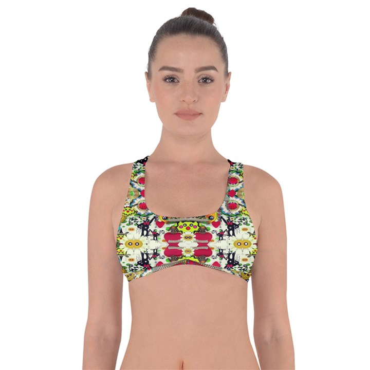 Chicken Monkeys Smile In The Floral Nature Looking Hot Got No Strings Sports Bra