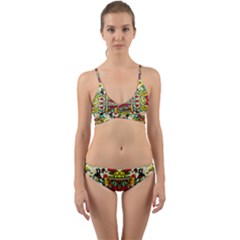 Chicken Monkeys Smile In The Floral Nature Looking Hot Wrap Around Bikini Set by pepitasart