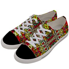 Chicken Monkeys Smile In The Floral Nature Looking Hot Women s Low Top Canvas Sneakers by pepitasart