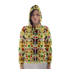 Santa With Friends And Season Love Hooded Wind Breaker (women) by pepitasart