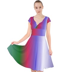 Pattern Cap Sleeve Front Wrap Midi Dress