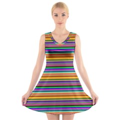 Pattern V-neck Sleeveless Skater Dress by gasi