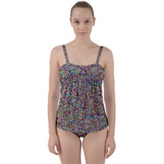 Pattern Twist Front Tankini Set