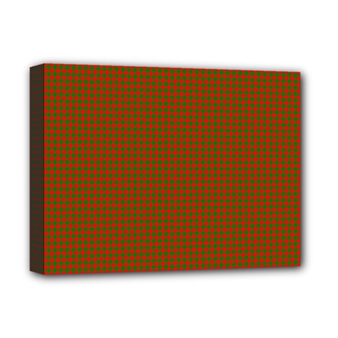 Classic Christmas Red And Green Houndstooth Check Pattern Deluxe Canvas 16  X 12   by PodArtist