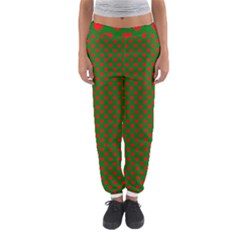 Large Red Christmas Hearts On Green Women s Jogger Sweatpants by PodArtist