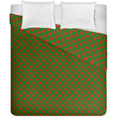 Large Red Christmas Hearts On Green Duvet Cover Double Side (california King Size) by PodArtist