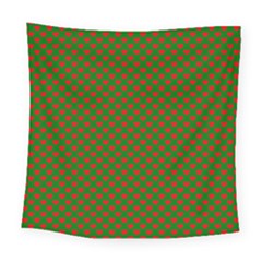 Large Red Christmas Hearts On Green Square Tapestry (large) by PodArtist