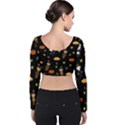 Pilgrims and Indians pattern - Thanksgiving Velvet Long Sleeve Crop Top View2