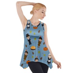 Pilgrims And Indians Pattern - Thanksgiving Side Drop Tank Tunic