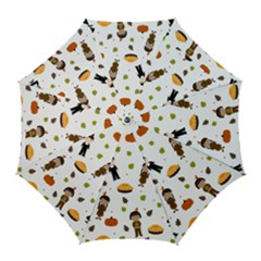 Pilgrims And Indians Pattern - Thanksgiving Golf Umbrellas