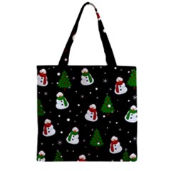 Snowman Pattern Zipper Grocery Tote Bag by Valentinaart