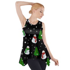 Snowman Pattern Side Drop Tank Tunic