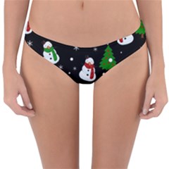 Snowman Pattern Reversible Hipster Bikini Bottoms by Valentinaart