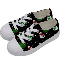 Snowman Pattern Kids  Low Top Canvas Sneakers by Valentinaart