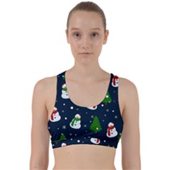 Snowman Pattern Back Weave Sports Bra by Valentinaart