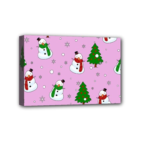 Snowman Pattern Mini Canvas 6  X 4 