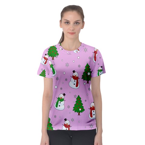 Snowman Pattern Women s Sport Mesh Tee by Valentinaart