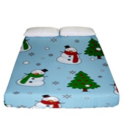 Snowman Pattern Fitted Sheet (king Size) by Valentinaart