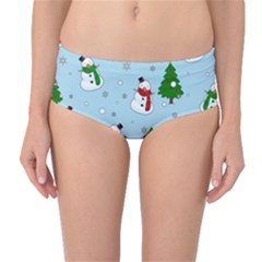 Snowman Pattern Mid-waist Bikini Bottoms by Valentinaart