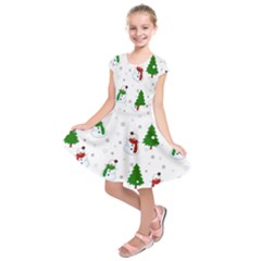 Snowman Pattern Kids  Short Sleeve Dress by Valentinaart