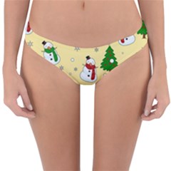 Snowman Pattern Reversible Hipster Bikini Bottoms by Valentinaart