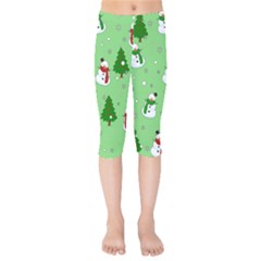 Snowman Pattern Kids  Capri Leggings 