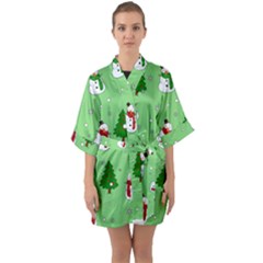 Snowman Pattern Quarter Sleeve Kimono Robe by Valentinaart