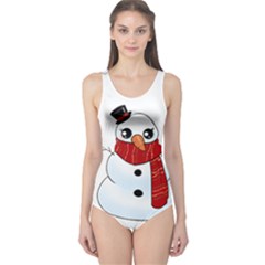 Kawaii Snowman One Piece Swimsuit by Valentinaart