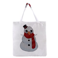 Kawaii Snowman Grocery Tote Bag by Valentinaart