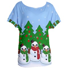 Kawaii Snowman Women s Oversized Tee by Valentinaart