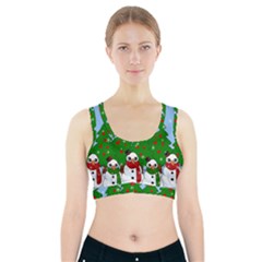 Kawaii Snowman Sports Bra With Pocket by Valentinaart