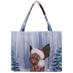 Christmas, Cute Little Piglet With Christmas Hat Mini Tote Bag by FantasyWorld7