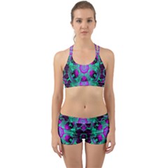 Pattern Back Web Sports Bra Set by gasi