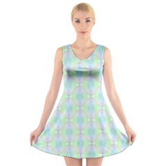 Pattern V-neck Sleeveless Skater Dress by gasi