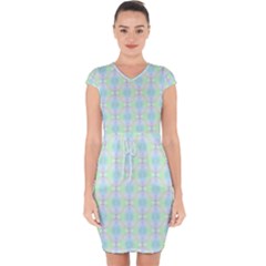 Pattern Capsleeve Drawstring Dress  by gasi